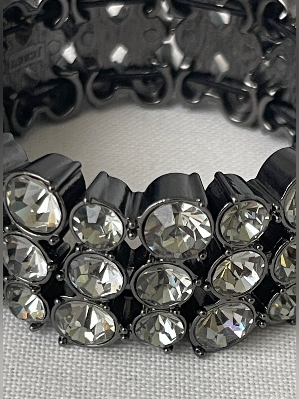 bebe Black Gunmetal Crystal Stretch Bracelet NWO